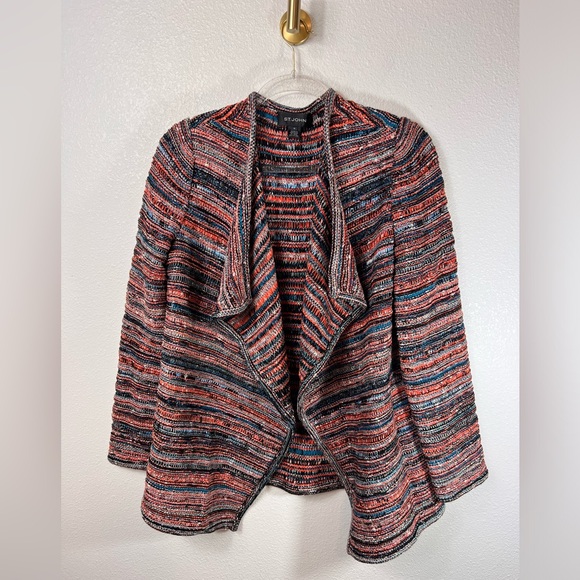 St. John Knit Open Waterfall Tweed Wool Blend Sweater & Cami 2 Pc Set Size M - Picture 1 of 15